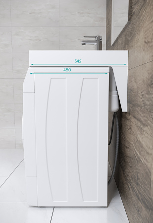 Раковина из искусственного камня Paulmark MOND PM720431 60х50 над стиральной машиной цвет белый 1 отверстие под смеситель